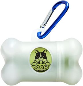 Pogi's Dog Poop Bag Dispenser with Metal Carabiner Clip - Includes 1 Dog Poop Bag Holder for Leashes & 15 Scented Poop Bags for Dogs