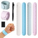 4pcs Wrist Notepad, 9.37x1.18x0.1in Silicone Reusable Notes Memo Wristband Erasable Wearable to Do List Bracelet with Pen Eraser Slap Ruler for Students Nurses Daily Study Work