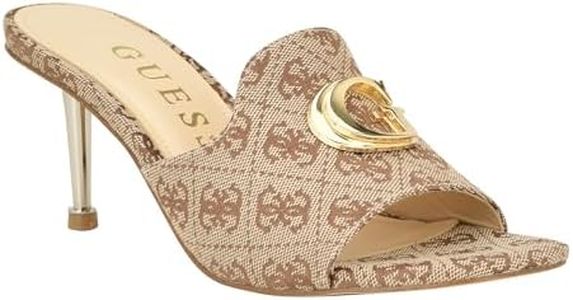 GUESS Women's Snapps Heeled Sandal, Beige/Brown 210, 7.5 US