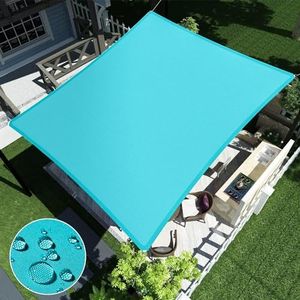 NyShine 10'x13' Sun Shade Sail Waterproof Rectangle UV Block Outdoor Canopy Awning Shelter for Patio Outdoor Backyard Lawn Garden Carport Turquoise Blue
