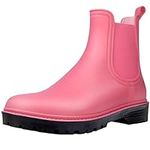 PTEROMY Ankle Rain Boots for Women, Anti-Slipping RainBoots, Chelsea Boots with Comfortable Insoles, Waterproof Shoes for Camping, Gardening and Yard Work, Pink, 12