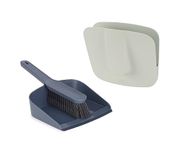 Joseph Joseph CleanStore Wall-mounted Indoor Dustpan & Brush Set with Dust-shield Compact Storage, Sweeping Floor Brush with Rubber Pan Edge and Soft Bristles