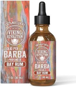 Viking Revolution - Olio Barba Uomo - Barba Uomo - Oli di Argan & Jojoba Naturali - Ammorbidisce, Liscio & Rafforza la Crescita della Barba - Olio Barba Bay Rum - 30 ml
