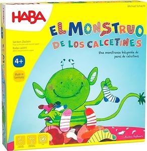 Haba Monstruo de los Calcetines-ESP (302255), juego de búsqueda 2-6 jugadores de 4 a 99 años, reacción rápida y consejos para el desarrollo del lenguaje, para toda la familia, multicolor