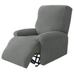 Dasory Jacquard 4-Piece Recliner Slipcover, Soft Stretch Cover for Recliner, Washable and Removable Furniture Protector for Home Decor,Dark Gray