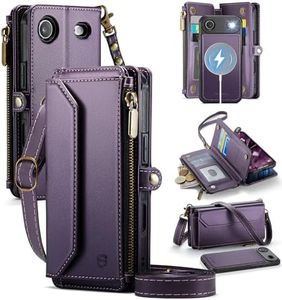 Strapurs for iPhone Air Detachable Wallet Case Compatible with Magsafe for Women, RFID Blocking 9-Card Holder Zipper Strap Lanyard PU Leather Magnetic Phone Case for iPhone 17 Air 6.5", Purple