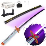 RENGENG Light Up Shinobu Sword, 40 Inches Rechargeable Plastic Anime Replica with Belt & Stand, Original Texture Anime Sword