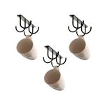 simplywire – Pack of 3 - Kitchen Mug Holder - Under Cupboard Storage - 12 Cup Hooks - 4 per Unit – Black