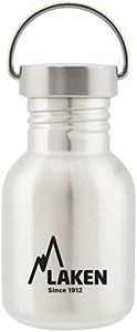 LAKEN Stainless Steel Water Bottle (0.35L – Steel) with Vintage Cap – Reusable and Sustainable for Children and Adults: Ideal for Sports, School, Coffee