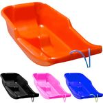 Kids Heavy Duty Snow Sledge - For Kids and Adults, Winter Toboggan Sleigh Sled With Rope | Plastic Ski Board, Pull Strap - Skateboard for Outdoor Snow, Skiing Board, Speeder, High-Performance (Pink)