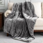 BUZIO Weighted Blanket Twin Size 15 LBS 48x72 inches, Cozy Sherpa Weighted Blanket for Sofa Couch Bed, Ultra Soft Fluffy Sherpa Flannel Bed Blanket, Twin Size Heavy Blanket for Adults, Grey