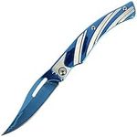 DNA Shiny Blue and White Less than 3" Non Locking Pocket Folding Foldable EDC Utility Knife 7cm Blade