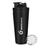 GENTLE BEAST 304 Black Stainless Steel Gym Shaker Bottle Shaker Bottles for Protein Shake with Blender Ball | Leak Proof Tech | BPA Free 800ml | Protein Shaker Bottle for Pre-Post Workout