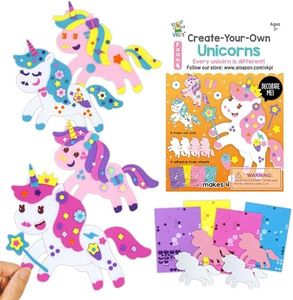 VKPI 4 Pieces EVA Foam Art Crafts Gift Kit, Make Create Your Own Unicorns, Cartoon Foam Paper Craft Projects for Kids Ages 4+ Toddler, Preschool Learning Toy for Birthday Party Favor Supplies