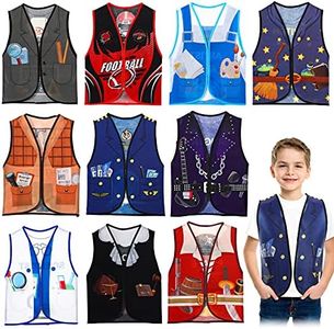 10 Pcs Kids Dress Up Vest Kids Role Play Vest Career Costume for Dramatic Pretend Play Party Supplies, 17 x 13.8 Inches (Cool Style)