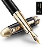 YUMSWETP Luxury Fountain Pen Gift Set For Writing Smooth, Fine Nib, Includes Refillable Ink Converter &10 Black 3.4mm Ink Cartridges Metal Pen,Journaling Fancy Pen