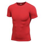 Yuerlian Mens Sports Shirts Performance Compression Base Layer Short Sleeve Tops Running Gym T Shirts for Men