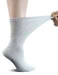 Yomandmaor 5 Pairs Women's Non-Binding Cotton Crew Diabetic Socks and Cushion Sole(Size: 9-11)(White)