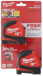 Milwaukee 48-22-6616G 2-Pack of 16 Inch Compact Tape Measures w/Double-Sided Tape and Scoring Hook