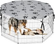 KOOLTAIL Dog Playpen Cover, Sun/Rain Proof Pet Pen Top Cover Provides Shaded Areas and Security Universal Dog Crate Cover for Indoor & Outdoor Fits 24 Inch 8 Panels Pet Playpen (Playpen Not Included)