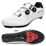 Mens Cycling Shoes Women Road MTB Shoes Compatible with Look SPD SPD-SL Delta Cleats Compatible with Peloton White Size UK 5