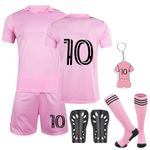 Sidesea Football Kits for Kids, Football Shirts Training Accessories Football Socks Guard Plate Keychain Football Jersey Boys Girls 2023/24 Home and Away Soccer Jerseys Football Gifts for Boys Girls