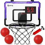 Kiztoys Basketball Hoop for Kids, Automatic Scoring Indoor Hoop Wall Mounted Basketball Toy with 3 Balls, Net and Pump Indoor Outdoor Sport Toy Set for Kids