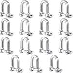 Belle Vous 15 Pack Stainless Steel M4 D Ring Screw Shackles with Pins - Heavy Duty Shackles - 4mm Thick and 100kg Capacity - For Marine Mounting, Camping, Sports & Hiking Accessories