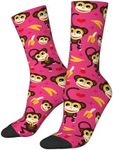 jajoaier Women's Casual Socks, Monkey and Banana Funny Novelty Crew Socks Birthday Anniversary Christmas Gifts(One Size)