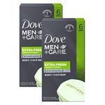 Dove Men+Care Bar 3 in 1 Cleanser for Body, Face, and Shaving to Clean and Hydrate Skin Extra Fresh Body and Facial Cleanser More Moisturizing Than Bar Soap 3.75 oz 6 Bars, Pack of 12