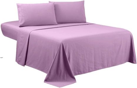 British-Linen Sheet Sets 5 Piece Cotton Sheets 18" Deep Pocket & 400TC Sheets Extra Soft and 100% Egyptian Cotton Long Staple Bed Sheets with Duvet Cover - Lavender Solid,Queen Size.