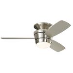 Harbor Breeze 44-in brushed nickel flush mount indoor ceiling fan with light kit and remote (3-blade)