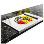 Stainless Steel Chopping Board Large (42 cm x 30 CM), Steel Chopping Board for Kitchen Large,(with Rolling Pin) Rust-Proof Cutting Board with Anti-Countertop for Meat and Vegetables(Platform Medium)
