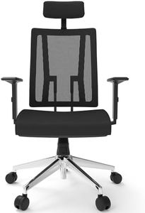 LarkLeaves Mesh Executive Office Chair, Extra Reclining Backrest, Cross Legged Work from Home Chair with Adjustable Headrest & Arms, High Back, Big and Tall Chair, Computer Desk Chair for Long Hours