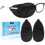 eZAKKA Eye Patches for Adults Eye Patch for Glasses Silk Patch for Lazy Eye Amblyopia Strabismus and After Surgery (Black+Black)