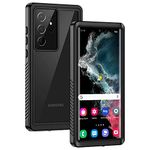 Lanhiem for Samsung S22 Ultra 5G Case, Waterproof S22 Ultra Cover Dustproof Shockproof Case with Built-in Screen Protector, Full Body Underwater Protective Case for Galaxy S22 Ultra 6.8 Inch, Black