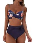 RXRXCOCO High Waisted Bikini Set Push Up Bikini Top with Tummy Control Bikini Padded Bikini 2 Piece