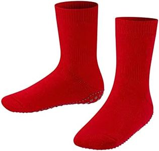 FALKE Unisex Kids Catspads Slipper Socks, Cozy Warm, Cotton Merino Wool, House Socks for Winter and Fall, Sole Grips, Red (Fire 8150), 4-6, 1 Pair