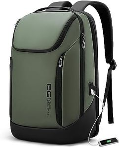 BANGE Business Smart Backpack Waterproof fit 15.6 Inch Laptop Backpack with USB Charging Port,Travel Durable Backpack, Green（three Pocket）, Large, Business