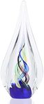 Blown glass sculpture, blue glass art collection statue, unique Mediterranean decorative glass teardrop statue suitable for office, shelf, dresser, living room coffee table, mantelpiece filling (A)