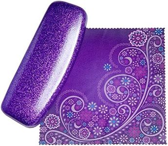 SPUNKYsoul Mystic Purple Medium Premium Fashion Women's Hard Eyeglasses Case | Smooth Glitter | Bonus Cleaning Cloth
