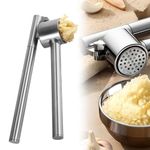 Garlic Presser, Stainless Steel Garlic Press Rocker Garlic Mincer, Heavy Duty Garlic Crusher Garlic Chopper for Smash Garlic Kitchen Tools (Silver*1)