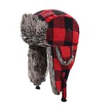 HOMFUL Unisex Trapper Trooper Hat Hunting Hat for Men and Women Ushanka Ear Flap Chin Strap - Updated New Model¡­ Red