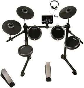 Kadence 7 Piece Electronic Black Drum Set, Electric Drum Set For Beginners With 4 Quiet Mesh Drum Pads, Headphones, Drumsticks, 2 Pedals, Bluetooth And Led Display. (K-EDR-MD200A-BT-N)