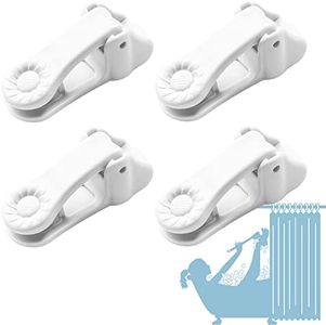 Sunflower Shower Curtain Clips, Shower Splash Guard Holders, Bathtub Curtain Liner Clips for Windproof & Splash Water (White-4 Pack)
