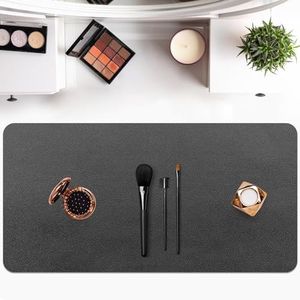 Makeup Mat for Vanity - Waterproof | Oil-Proof | Dust-Resistant | Soft and Comfortable Desk Protection, Ideal for Makeup Tables and Workbenches (15.7"X23.6", Black)