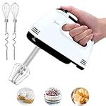 Hand Mixer Electric 7 Speeds, Lychee Portable Kitchen Aid Mixer Handheld Blender with Beaters, Whisks and Dough Hooks for Easy Whipping, Baking, Cake (White)