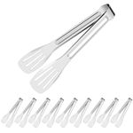 MABAHON 10 Pack Serving Tongs Buffet, 7 Inch Kitchen Cooking Tongs Stainless Steel Buffet Tongs Frying Tongs for Pasta Salad BBQ Cake Home Birthday Wedding Candy Bar Party (7 INCH)