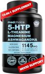 15-in-1 5HTP Mood Support Supplement – 5HTP 200mg Capsules with L-Theanine, Magnesium, Ashwagandha, GABA Supplements with L-Tryptophan, Anxiety Supplements, St. John's Wort - 1145mg – 90 Count