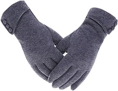 Woogwin Women Winter Warm Gloves Touch Screen Phone Windproof Lined Thick Gloves, Button - Gray, One Size